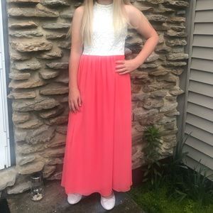 Girls party dress. Size 12.  Coral and White